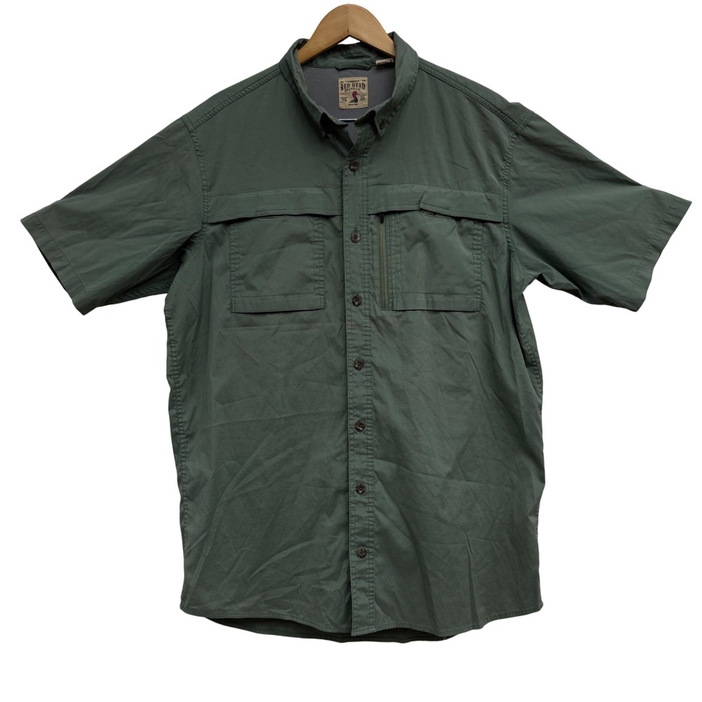RedHead Brand Co Mens XLT Sage Green Fishing Shirt Short Sleeve Vented